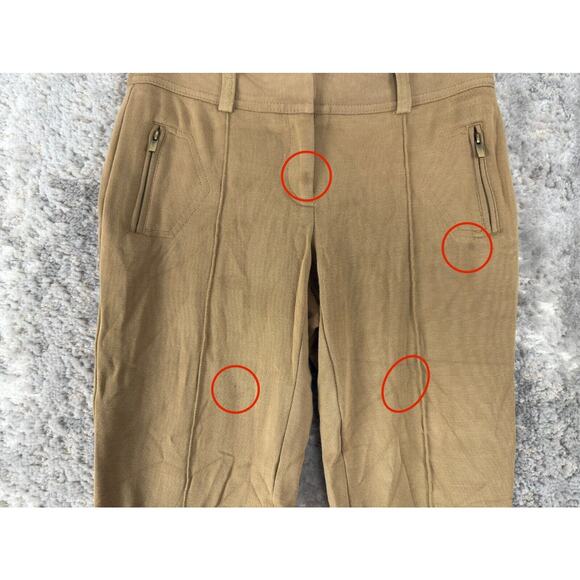 Cache Size 0 Casual Stretch Flat Front Pants Beige Button Zip Pockets Ankle - Picture 2 of 12